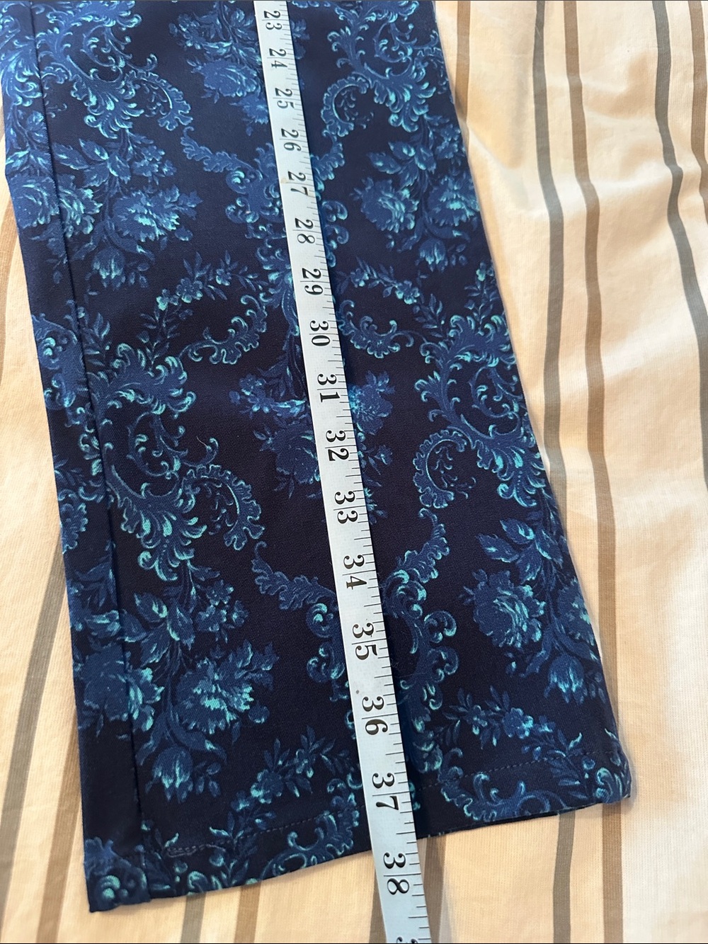 Isaac Mizrahi Navy Blue Floral-Print Chinos - Picture 8 of 9